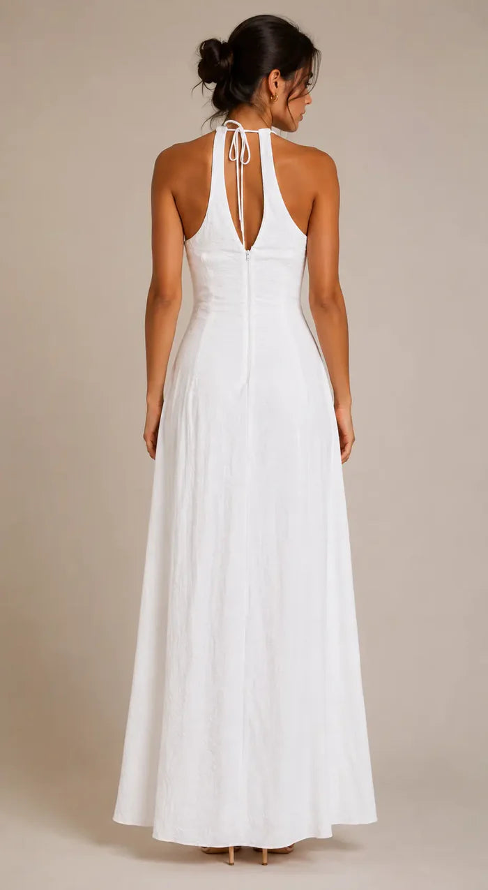 Amanecer Ancestral" – Maxi Vestido con Detalles de Puntadas y Pintado Manual